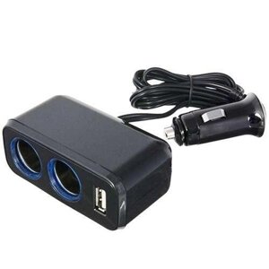 Разветвитель на 2 прикуривателя 1 USB с кабелем Neoline SL-211