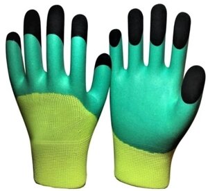 Нейлоновые рабочие перчатки с двойным латексным покрытием (наготки).