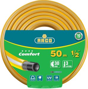 Шланг поливочный RACO Comfort 40303-1/2-50_z01 (30 атм, армированный, 3-х слойный, 1/2х50 м)