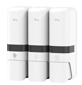 Breez Elegance S-8183 Дозатор тройной для шампунь, гель для душа, кондиционера... (белый) 250 мл.*3