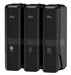 Breez Elegance S-8183 Дозатор тройной для шампунь, гель для душа, кондиционера... (чёрный) 250 мл.*3