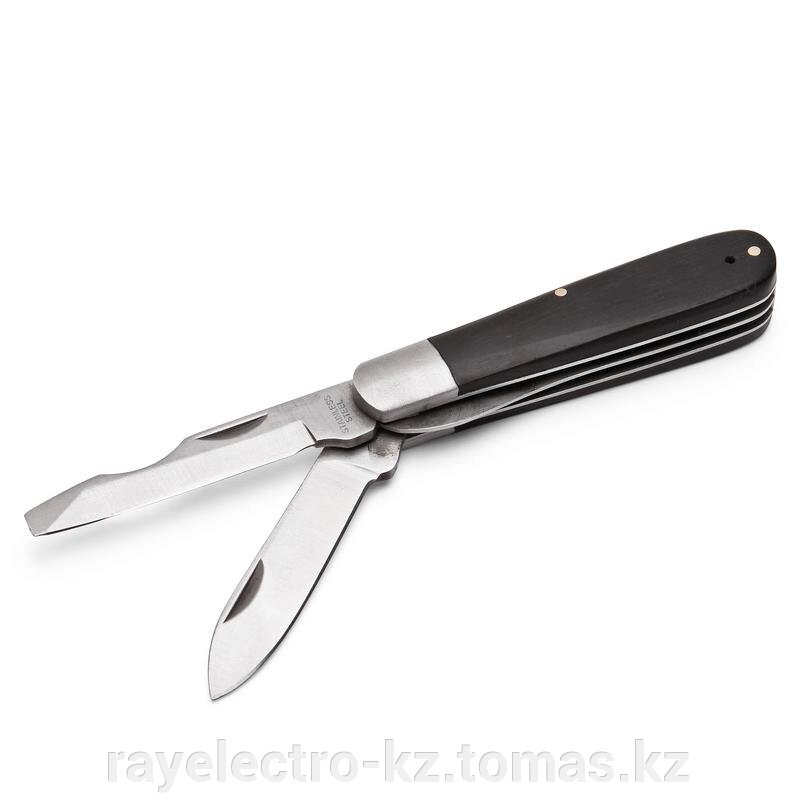 Нож монтерский малый складной с прямым лезвием и отверткой КВТ НМ-08 от компании RayElectro-KZ, ТОО - фото 1