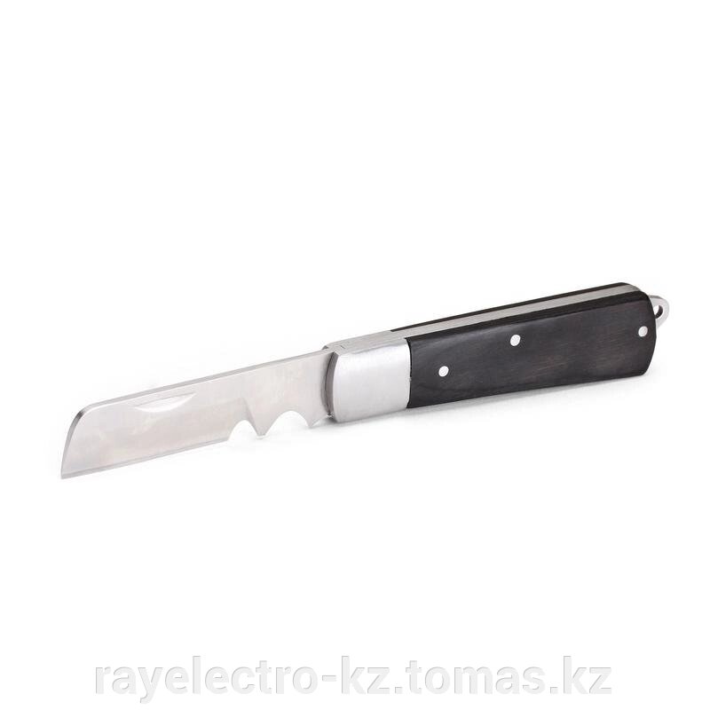 Нож электрика монтерский большой складной с прямым лезвием и дополнительной зоной для зачистки кабеля КВТ НМ-10 - Казахстан