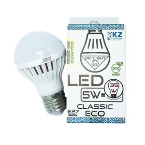 Лампа светодиодная серии CLASSIC 5W цоколь Е27 -3000К-Теплый белый свет