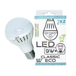 Лампа светодиодная серии CLASSIC 9W цоколь Е27 -3000К-Теплый белый свет