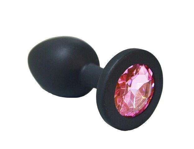 Анальная пробка из чёрного силикона с розовым кристаллом (размер S) от компании Секс шоп "More Amore" - фото 1