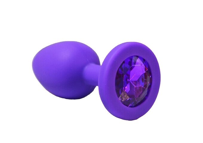 Анальная пробка из фиолетового силикона с фиолетовым кристаллом (размер S) от компании Секс шоп "More Amore" - фото 1