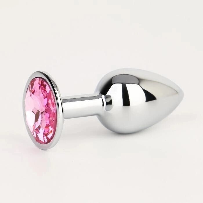 Анальная пробка серебряная, с розовым кристаллом (28 мм.) от компании Секс шоп "More Amore" - фото 1