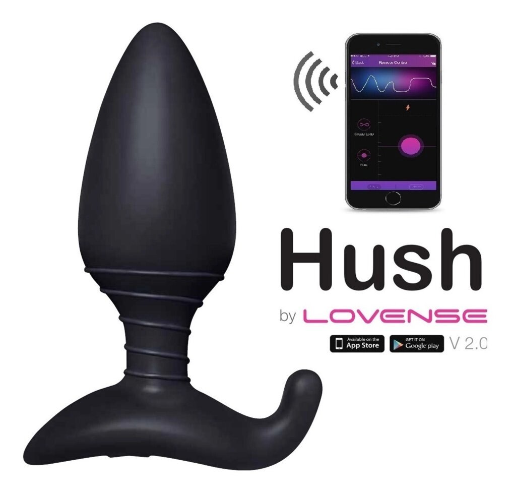 Анальная пробка со смарт-приложением Lovense Hush первого поколения (средняя 44,5*120мм) от компании Секс шоп "More Amore" - фото 1
