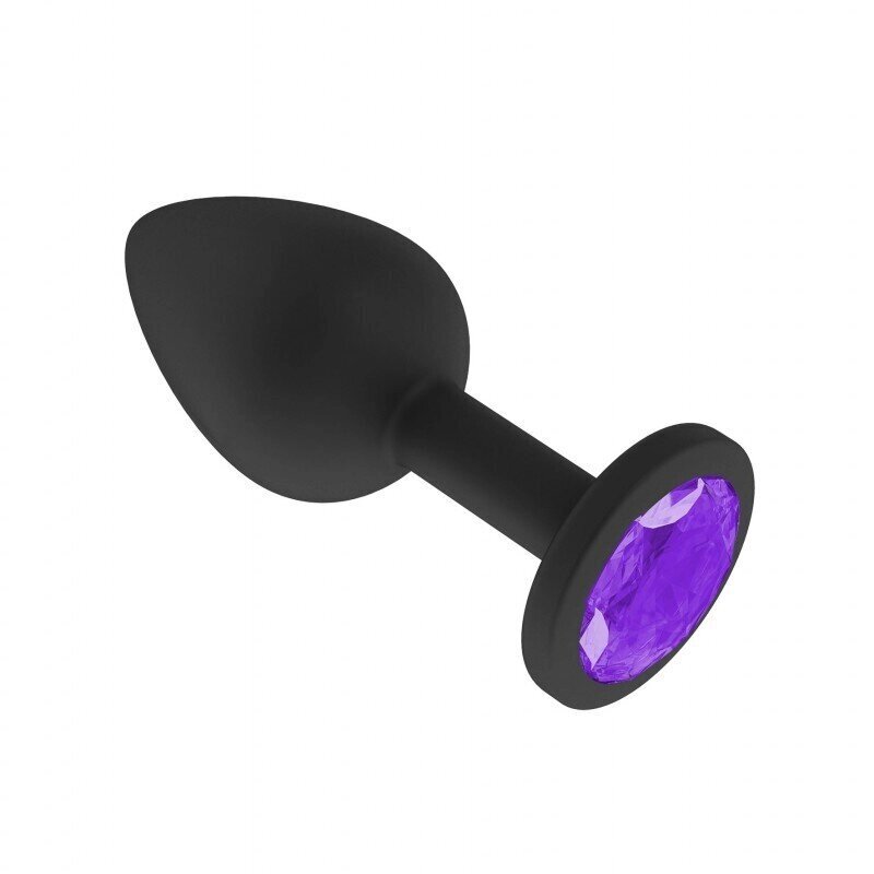 Анальная втулка силиконовая черная с фиолетовым кристаллом от компании Секс шоп "More Amore" - фото 1