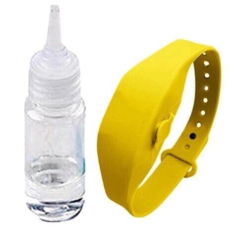 Антисептический браслет для рук с дозатором - жёлтый от компании Секс шоп "More Amore" - фото 1