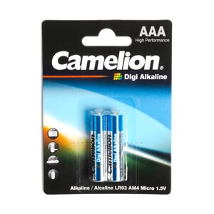 Батарейка, camelion, LR03-BP2dg, digi alkaline, AAA, 1.5V, 1250mah, 2 шт., блистер