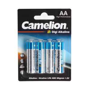 Батарейка, camelion, LR6-BP4dg, digi alkaline, AA, 1.5V, 2800mah, 4 шт., блистер