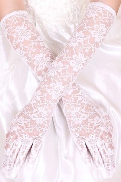 Белые кружевные перчатки от компании Секс шоп "More Amore" - фото 1