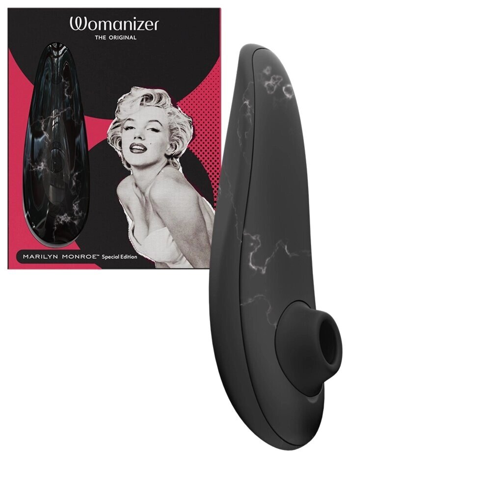 Бесконтактный клиторальный стимулятор Womanizer Marilyn Monroe Black Marble от компании Секс шоп "More Amore" - фото 1