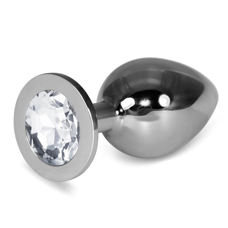 Большая серебряная пробка с белым кристаллом от компании Секс шоп "More Amore" - фото 1