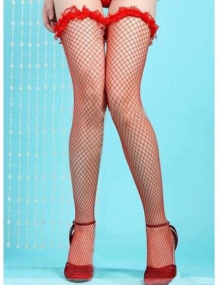 Чулки красные Fishnet (XS-L) от компании Секс шоп "More Amore" - фото 1