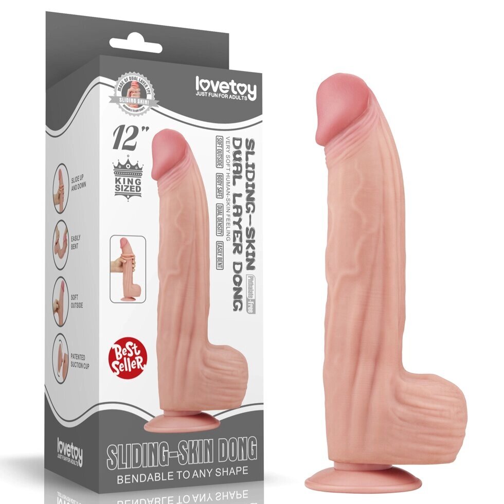 Фаллоимитатор с мошонкой Sliding Skin с двойным покрытием (31 см) от компании Секс шоп "More Amore" - фото 1