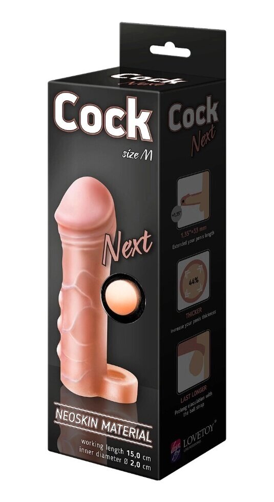 Фаллоудлинитель неоскин с кольцом Cock Next (размер М) от компании Секс шоп "More Amore" - фото 1