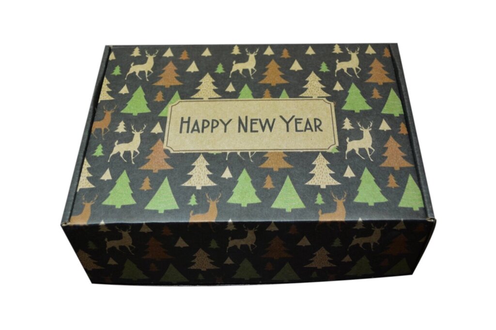 Коробка "Happy new year" черная (230*170*80) от компании Секс шоп "More Amore" - фото 1