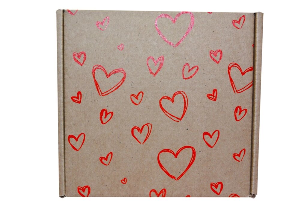 Коробка "Сердечки" бурая (150*150*80) от компании Секс шоп "More Amore" - фото 1