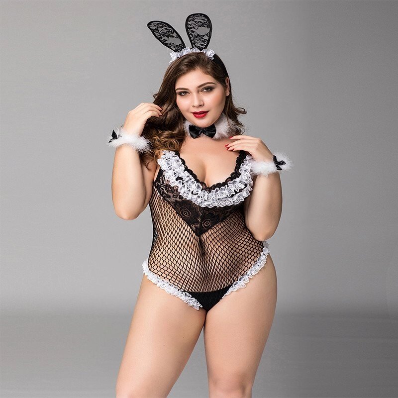 Костюм "Bunny" (боди, ушки, браслеты, чокер) 2XL-3XL от компании Секс шоп "More Amore" - фото 1