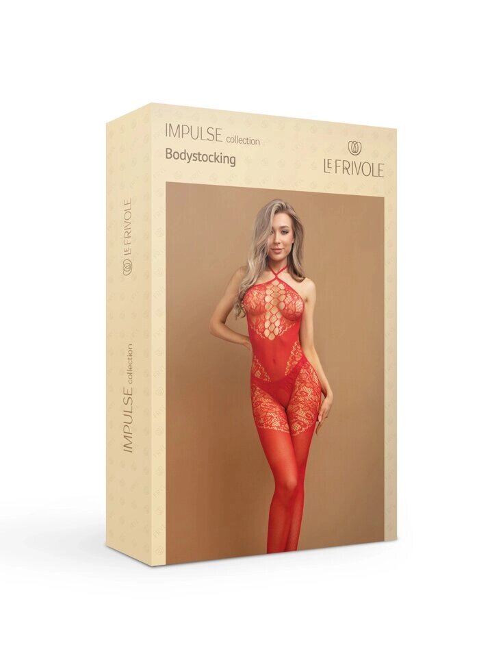Красный боди-комбинезон с вырезом на груди и кружевом (IMPULSE) (S/XXL) от компании Секс шоп "More Amore" - фото 1