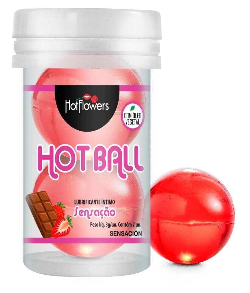 Лубрикант AROMATIC HOT BALL на масляной основе в виде двух шариков (аромат клубники в шоколаде) от компании Секс шоп "More Amore" - фото 1