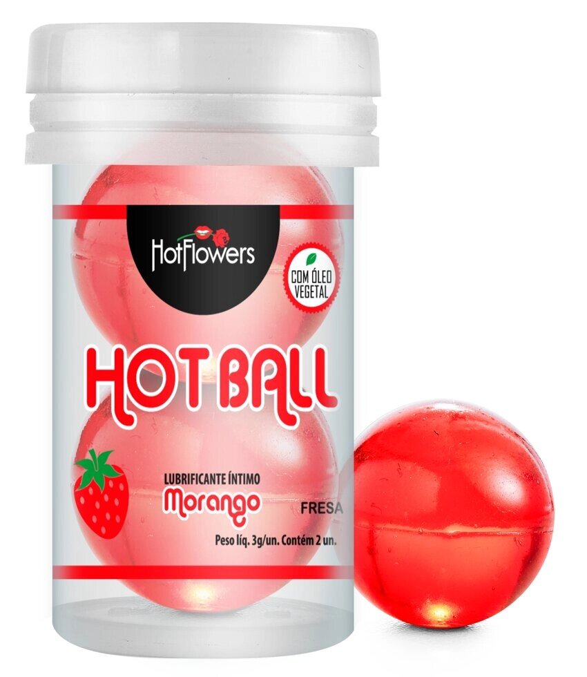 Лубрикант AROMATIC HOT BALL на масляной основе в виде двух шариков (аромат клубники) от компании Секс шоп "More Amore" - фото 1