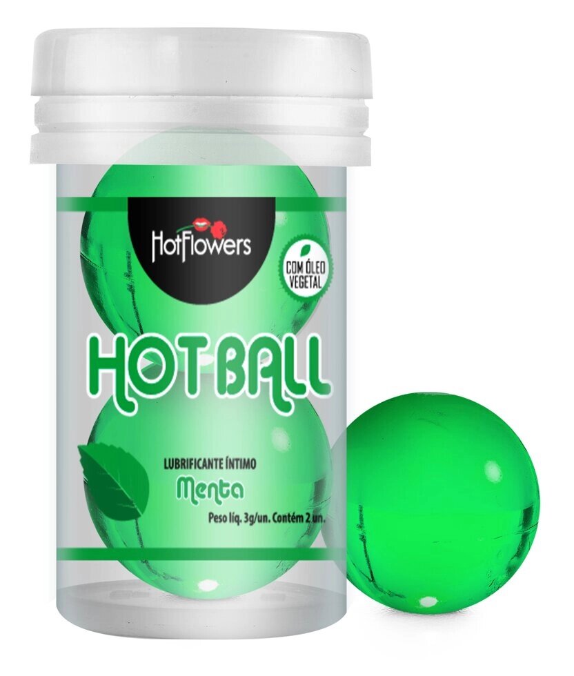 Лубрикант AROMATIC HOT BALL на масляной основе в виде двух шариков (аромат мяты) от компании Секс шоп "More Amore" - фото 1