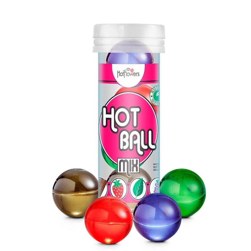 Лубрикант HOT BALL MIX на масляной основе в виде 4 шариков (мята, шоколад, клубники) от компании Секс шоп "More Amore" - фото 1