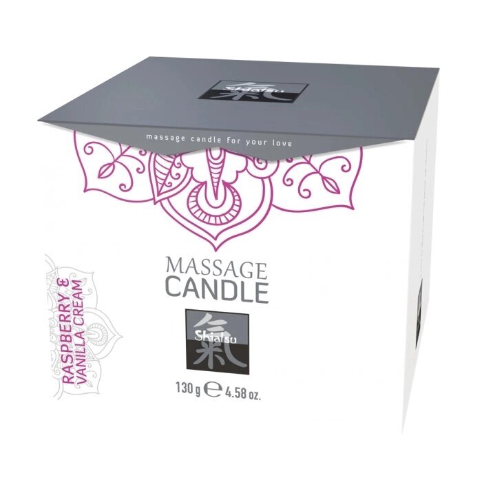 Массажные свечка с ароматом Малина & Ванильный крем от Shiatsu 130 гр. от компании Секс шоп "More Amore" - фото 1