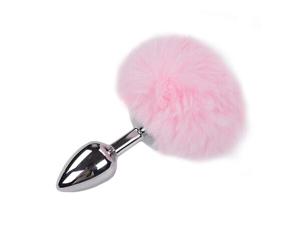 Металлическая анальная пробка с розовым хвостиком Fluffy от Alive (7*3,2 см.) от компании Секс шоп "More Amore" - фото 1