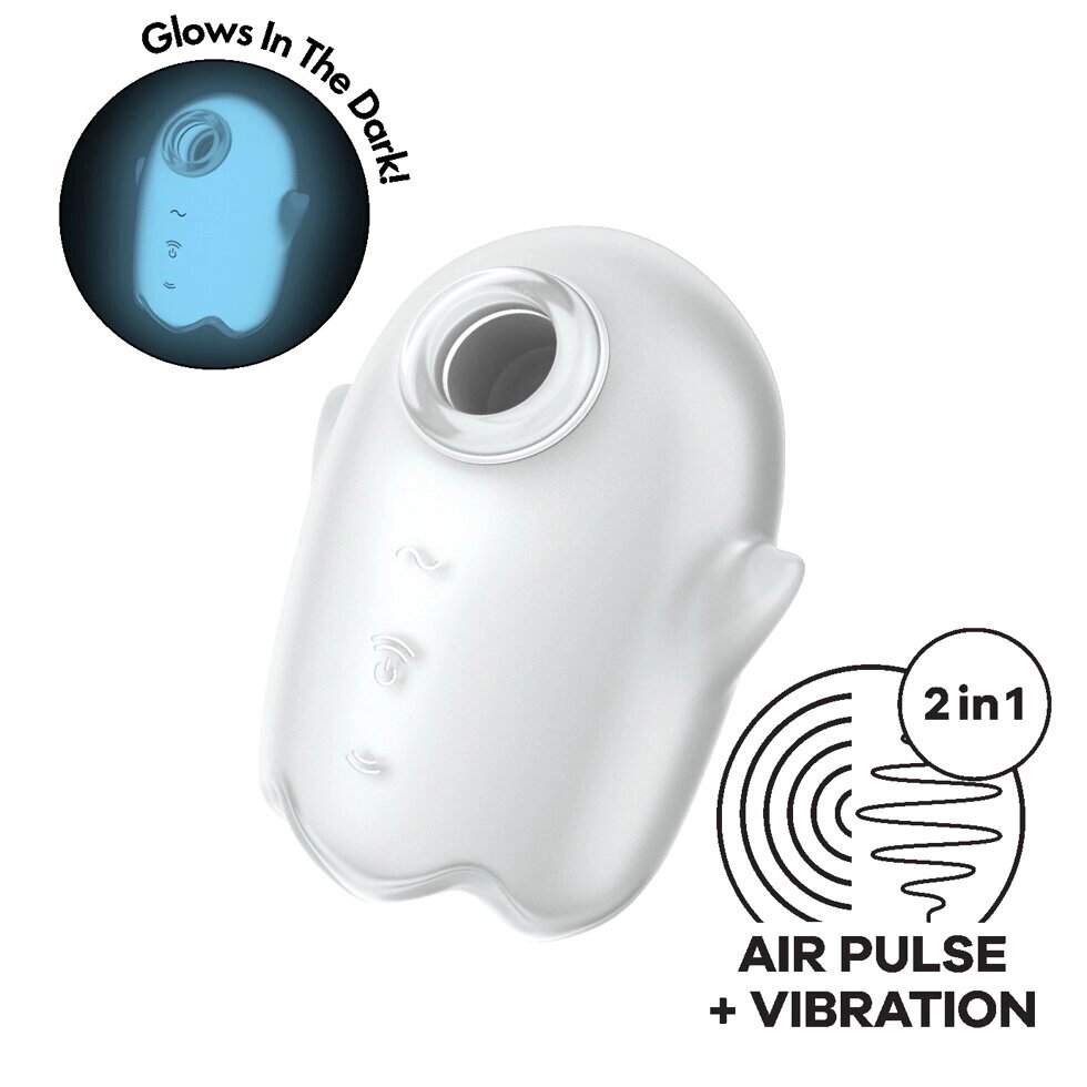 Мини-вибратор с воздушной стимуляцией Satisfyer Glowing Ghost серый (светится в темноте) от компании Секс шоп "More Amore" - фото 1