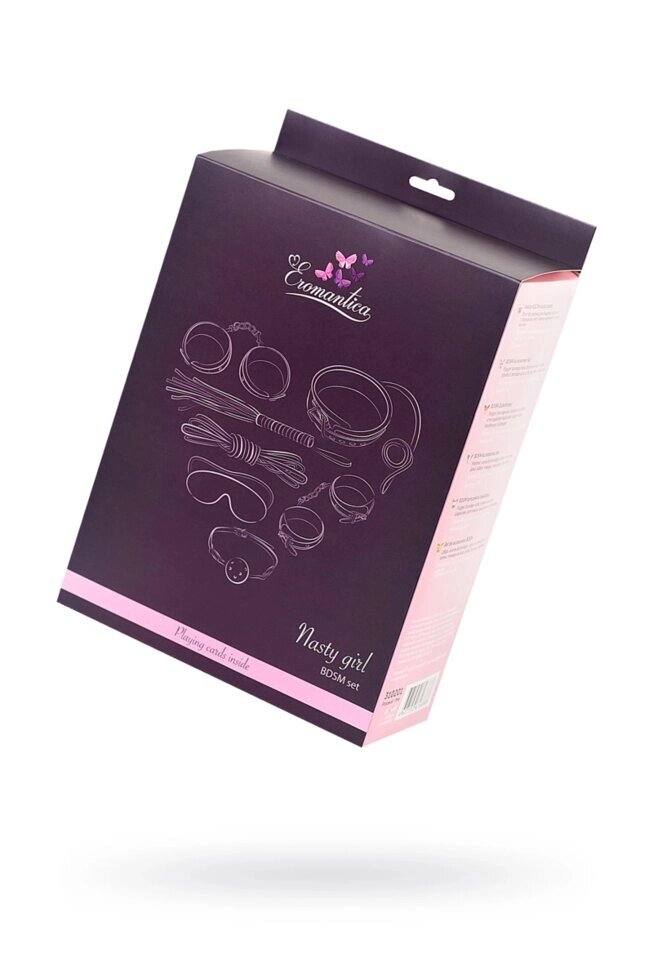 Набор для ролевых игр в стиле БДСМ Eromantica розовый (маска, наручники, оковы, ошейник, флоггер) от компании Секс шоп "More Amore" - фото 1