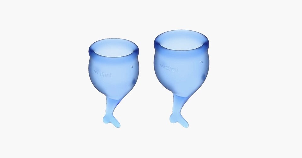 Набор менструальных чаш Satisfyer Feel Secure голубые, 15 мл., 20 мл. от компании Секс шоп "More Amore" - фото 1