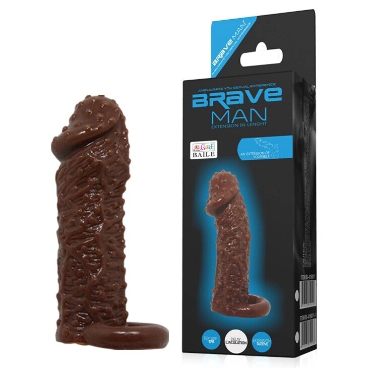 Насадка на пенис с кольцом для мошонки Brave man от компании Секс шоп "More Amore" - фото 1