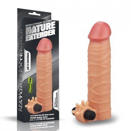 Насадка на пенис с вибропулей Nature Extender Flesh (17,8 см) от компании Секс шоп "More Amore" - фото 1