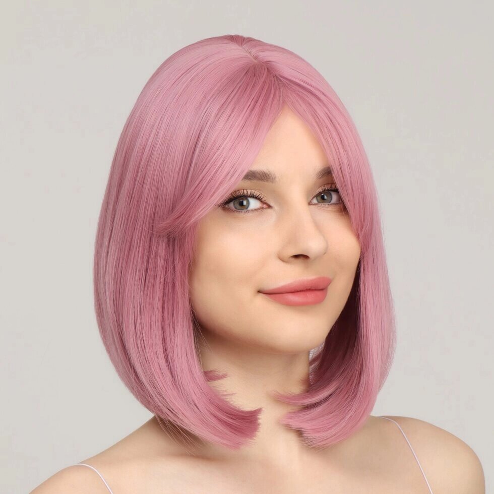 Парик искусственный с чёлкой цвет пепельно-розовый (#SHT608) от компании Секс шоп "More Amore" - фото 1