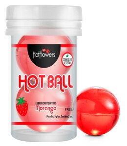 Лубрикант AROMATIC HOT BALL на масляной основе в виде двух шариков (аромат клубники) в Алматы от компании Секс шоп "More Amore"