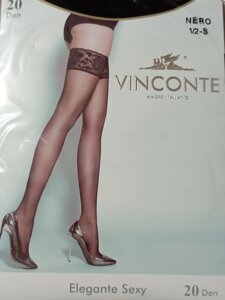 Vinconte Чулки женские с кружевной резинкой 20 ден (S) черный
