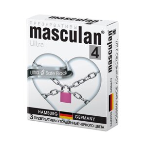 Презервативы MASCULAN 4 ULTRA & SAFE BLACK (УЛЬТРАПРОЧНЫЕ черные) 3 штуки