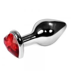 Серебряная  пробка с  кристаллом в виде сердца(рубиновый) в Алматы от компании Секс шоп "More Amore"