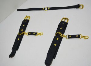 Набор кожаных изделий черный ( пояс, наручники, оковы на ноги, чокер)