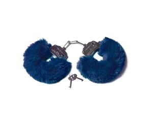 Шикарные наручники с пушистым мехом цвета тихоокеанский синий (Be Mine) (One Size)