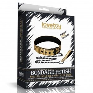 Ошейник с поводком Bondage Fetish Gold в Алматы от компании Секс шоп "More Amore"