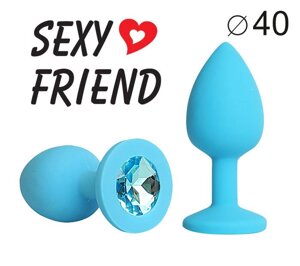 ВТУЛКА АНАЛЬНАЯ синяя, цвет кристалла голубой, силикон, L 95 мм, D 40 мм, арт. SF-70291-16 в Алматы от компании Секс шоп "More Amore"