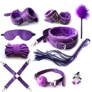 БДСМ набор 10 предметов, фиолетовый в Алматы от компании Секс шоп "More Amore"