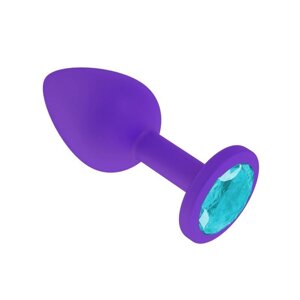 Анальная втулка силиконовая фиолетовая с голубым кристаллом