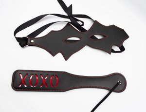 Фетиш набор "Desire" черный (наручники, оковы для ног, ошейник, маска, кляп, бондаж, стек)